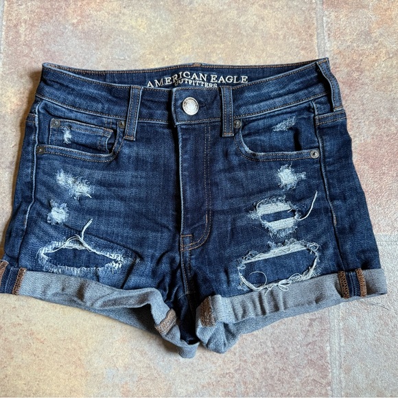 American Eagle Outfitters Pants - American Eagle Outfitters Blue Jean Shorts Distressed High-Waisted